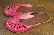 handmade pink sandals slip on UK3.5 / EU36 - good condition - laser engraved
