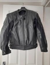 Size 40 Frank Thomas Mens Leather Motorcycle Jacket Black