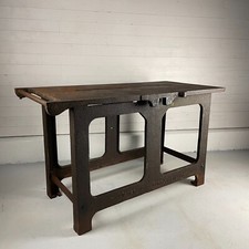 Large Antique Industrial Cast Iron Saw Bench Table