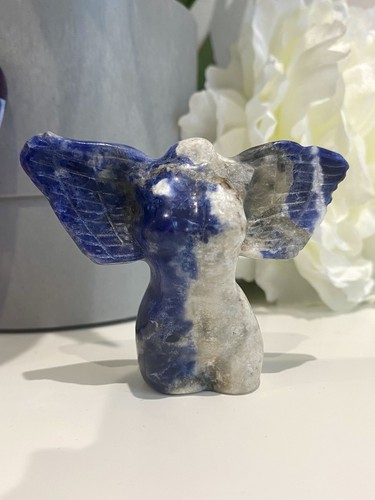 Sodalite crystal carved - carved, winged