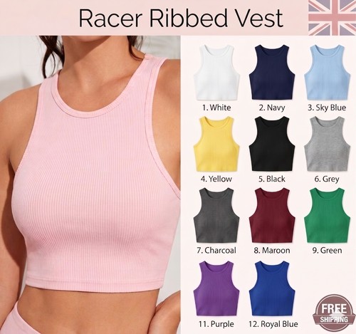 Ladies ribbed sleeveless crop - ribbed,