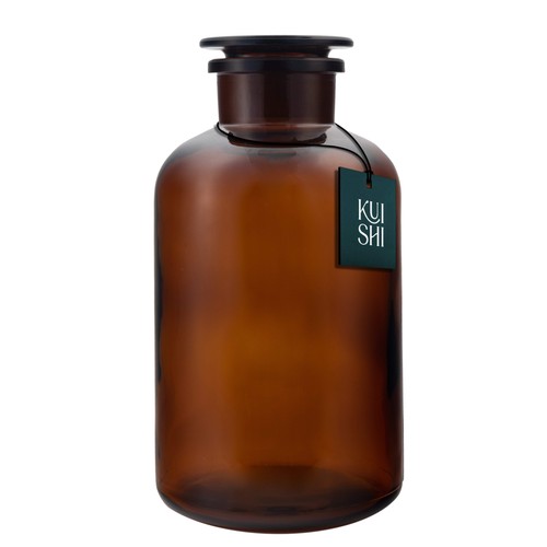 Amber glass apothecary jars - amber,