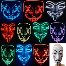 Halloween Led Mask 3 Mode Neon Purge Stiches Party Wire Light Up Cosplay Mask