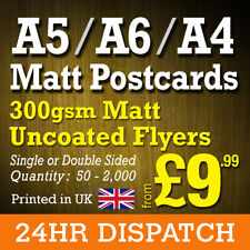 Postcard Flyer Printing 300gsm Matt Uncoated Printed Flyers  - A6, A5, A4