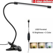 USB Clip On Desk Lamp Flexible Clamp Reading Light LED Bed Table Bedside Night.