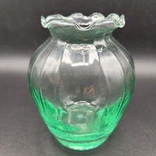 ? Optic-Ribbed Green Gradient Vase — Czechoslovakia, c. 1965–1975.  ?