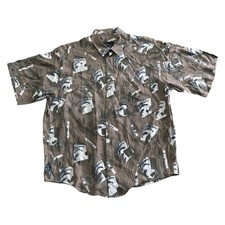 Vintage Hawaiian Shirt Floral Short Sleeve Summer Brown Mens Medium