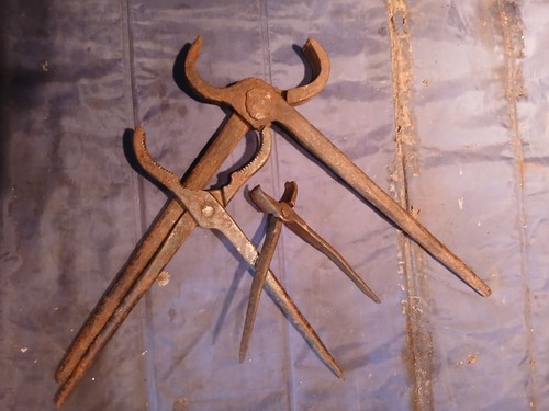 Vintage blacksmith tongs - 3, x