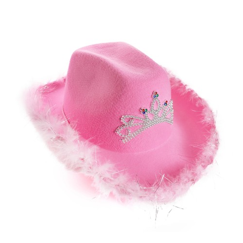 Pink cowboy hat with tiara - pink,