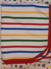 90 x 100 cm Little Bird Cotton Jersey Blanket Washed Unused Rainbow Striped 