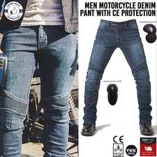 Motorcycle Motorbike Jeans Pant Denim Trousers Protective Lining Free CE Armors