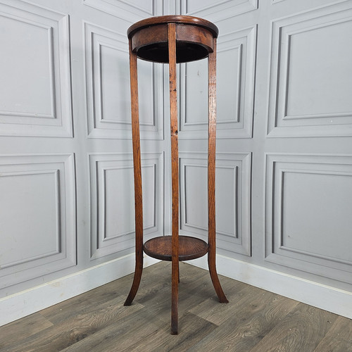 Antique oak plant stand - oak,