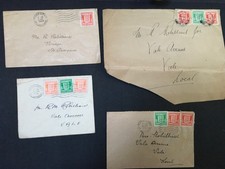 Guernsey Occupation 1940-44 3 1/2d green shades each paired with 1d red