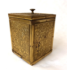 Antique Brass Tea Caddy Ornate Box
