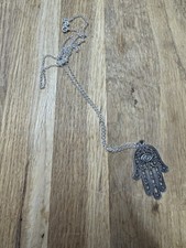 Hamsa Hand Pendant On A Sterling Silver Chain 26 Inches