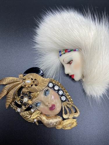 Vintage lady head brooch lot - vintage,