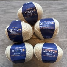 5 x 50g Balls Of Merino Wool Yarn - Beige - New