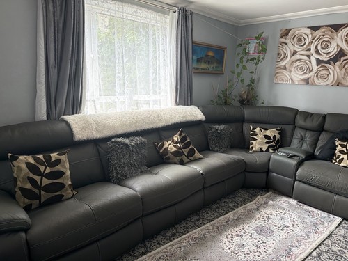 Dfs grey leather reclining - leather,