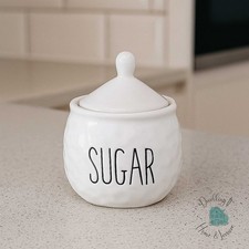 Dimple Porcelain Sugar Bowl Pot with Lid, Traditional Design Sugar Bowl, White