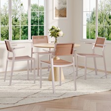 4x Garden Stackable Rattan Dining Chair Cafe Patio Kitchen Dining Chairs Lounge