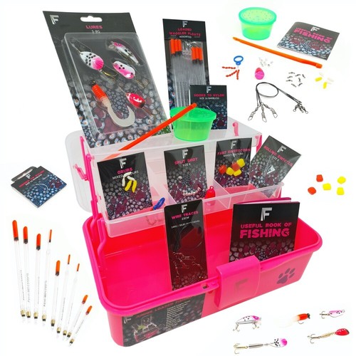 Pink fishing tackle box - tackle,