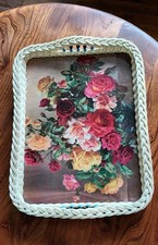 Large Vintage 1950s Serving Tray Roses Floral 