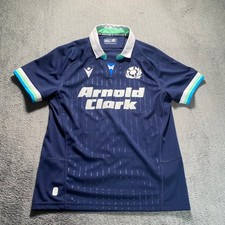 MACRON Rugby Shirt Men's Large Blue Scotland Eco Fabric Sport Training