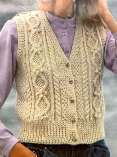 Ladies aran knit waistcoat - aran,