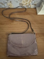 Tula Pewter Silver Brushed Leather Small Cross Body / Clutch Bag     #F1