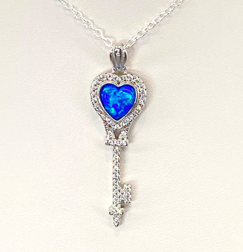 Blue opal heart - blue,