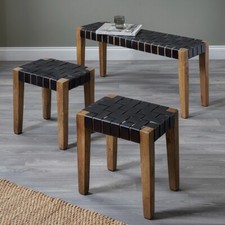 Real Leather Footstools Set of