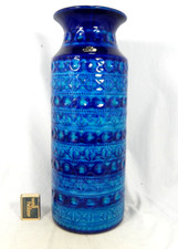 Beautiful blue & turquoise 60's Bodo Mans BAY pottery floor vase pottery 607-40