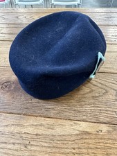 Vintage Scottish Blue Bonnet Hat with Thistle Badge Wool Highland Cap