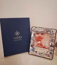 CARRS SILVER Christening Sterling Silver Photo Frame With Black Velvet Back 10x8