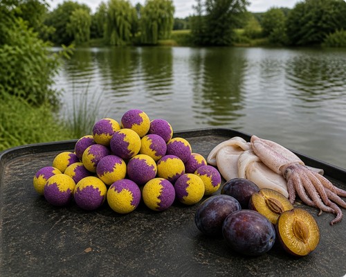 Squid plum 12mm pop boilies - squid/plum,