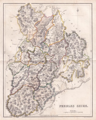 1845 peebles shire outline - peebles,