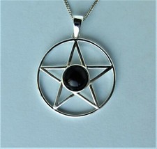 Whitby Jet and Silver Pentagram Pendant