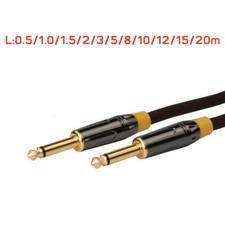 GOLD Guitar Amp Lead Cable 6.35mm Mono Jack Male to Male Plug 6.3 Keyboard 1/4"