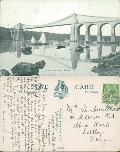 Menai suspension bridge 1914 - bridge,