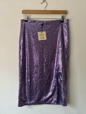 QED London Purple Sparkly Pencil Skirt Size 12