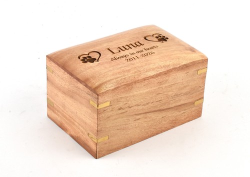 Personalised wooden pet ashes - wooden,