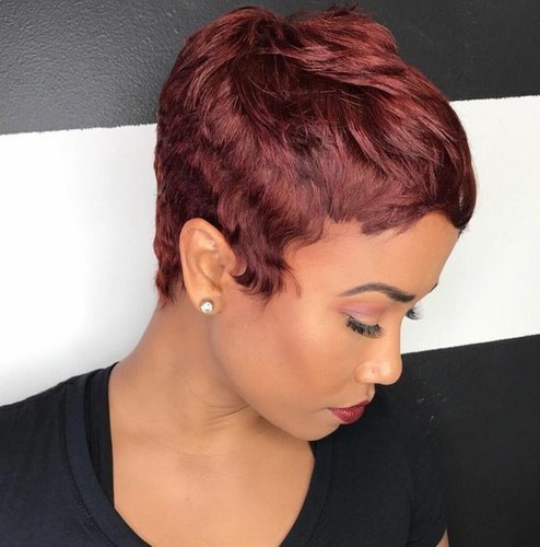Short human hair pixie - short,