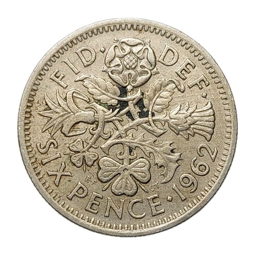 1962 sixpence qeii young - sixpence,