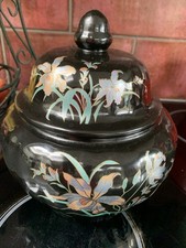 Black And Turquoise Lacquer Dish with lid good condition
