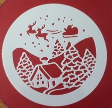 Christmas Icing Cake Stencil,  Santa and Rooftops, Cake Decorating template