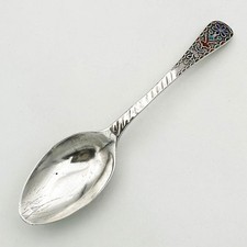 VICTORIAN COFFEE SPOON STERLING SILVER ENAMEL BIRMINGHAM 1891 LEVI & SALAMAN