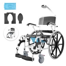 VEVOR Shower Wheelchair 17.5in Al Alloy Commode Bathroom Wheelchair for Disabled