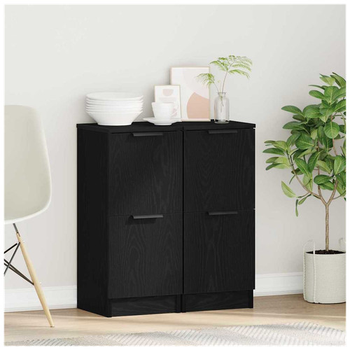 Sideboard 2pcs black - sideboard,