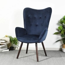 Velvet Leisure Chair Lounge Armchair Navy Blue