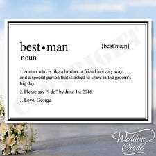 Will you be my Best man Usher Groomsman Page Boy Ring Bearer Invitation Card A6